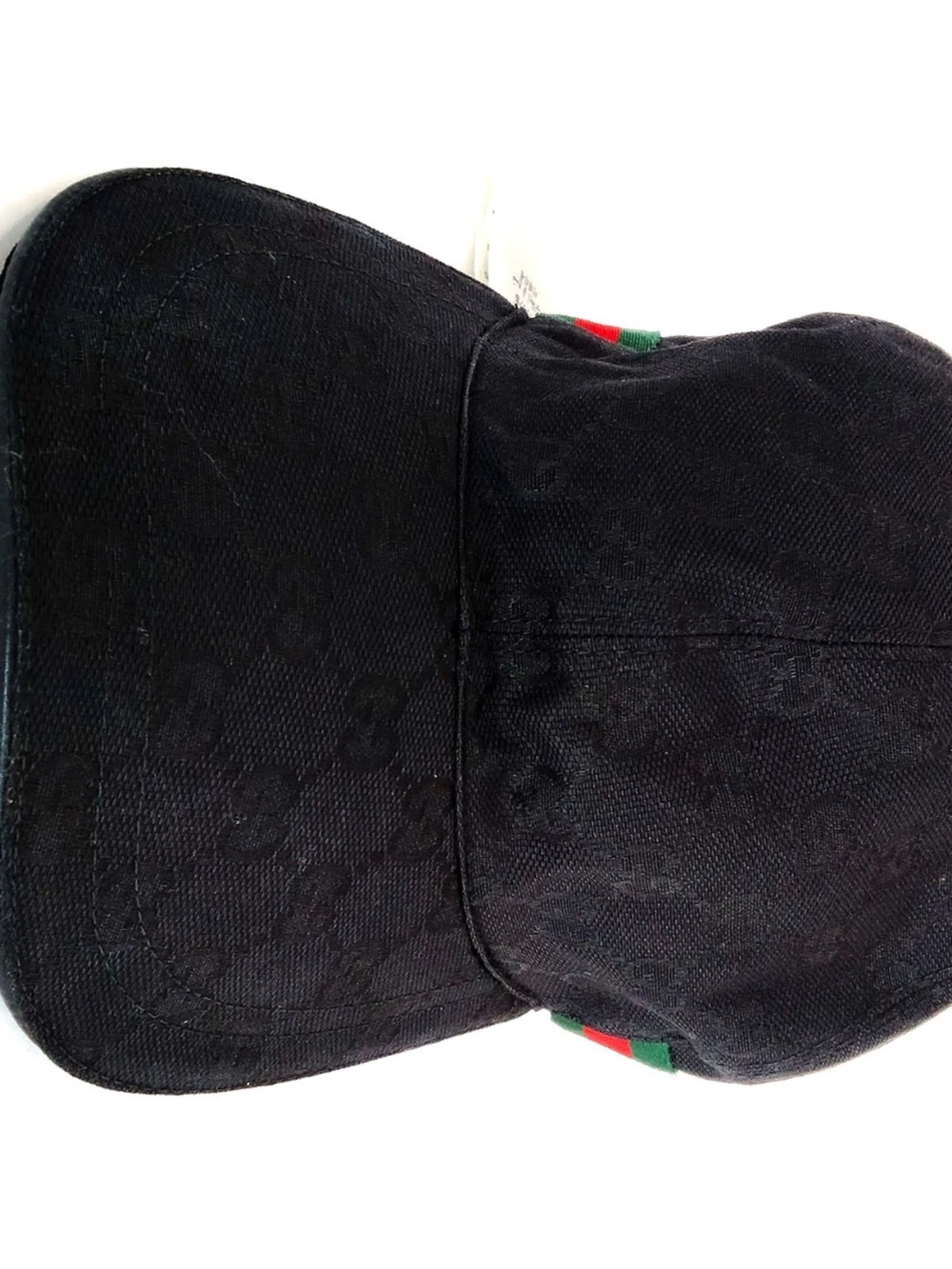 Gucci Black Cap with White Logo Tag and Red Accents